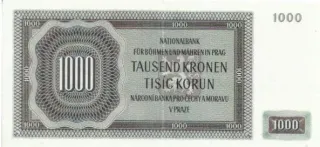 Czech Republic 1.000 Korun, 1942 reverse